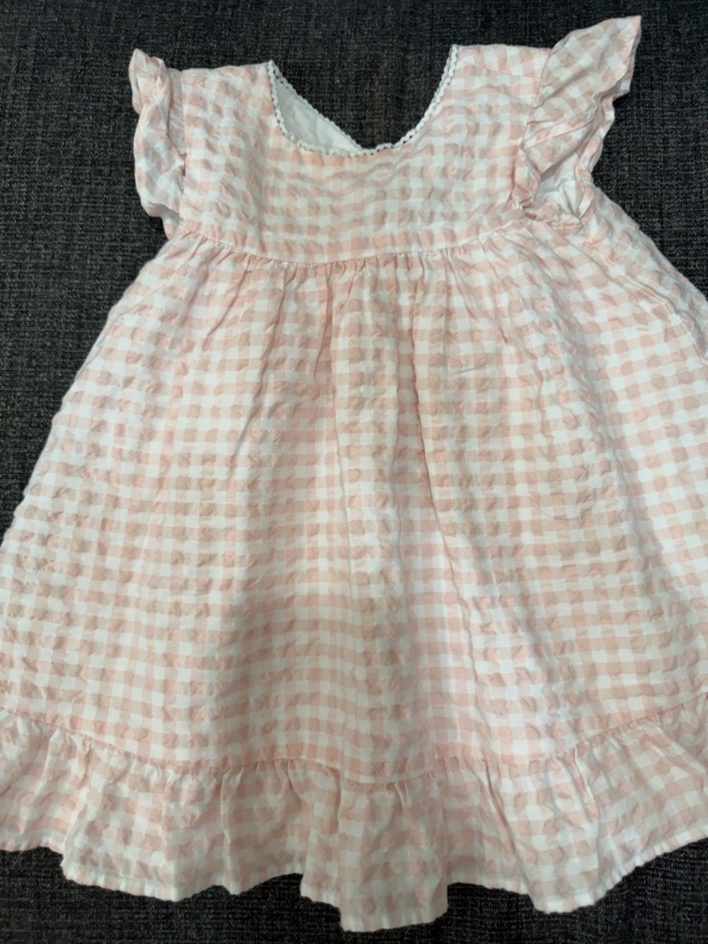 Janie and Jack Pink and White Gingham Dress